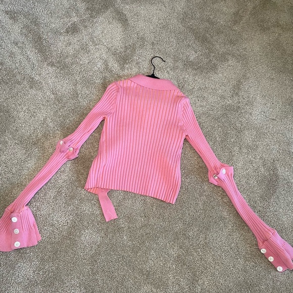 Pink Abstract Button Up Top - Picture 3 of 3